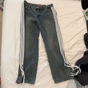 Edikted Blue Flare Ribbon Jeans